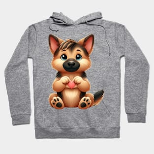 Valentine German Shepherd Dog Giving Heart Hand Sign Hoodie